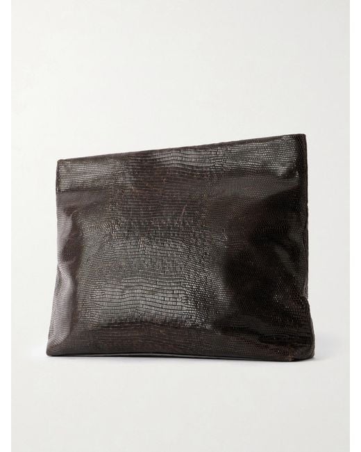 Nili Lotan Black Jerry Croc-Effect Leather Clutch