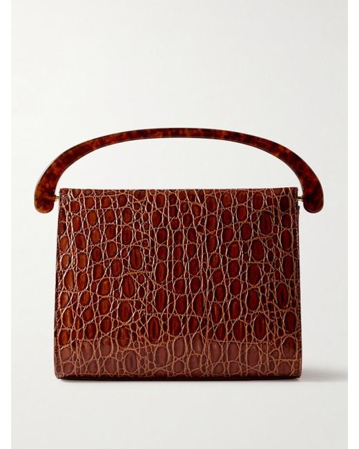 Dries Van Noten Brown Tote Aus Leder Mit Krokodileffekt