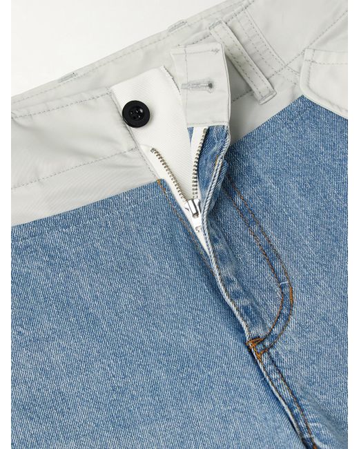Sacai Blue Halbhohe Jeans Mit Geradem Bein Und Shell-Besätzen