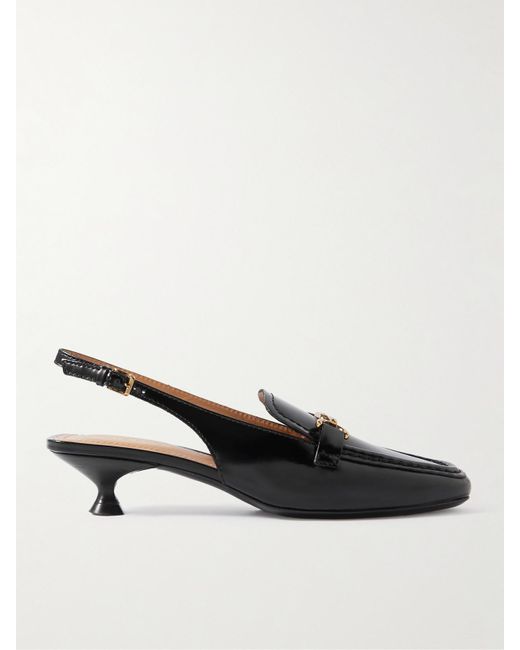 Tod's Black Morsetto Embellished Patent-Leather Slingback Pumps