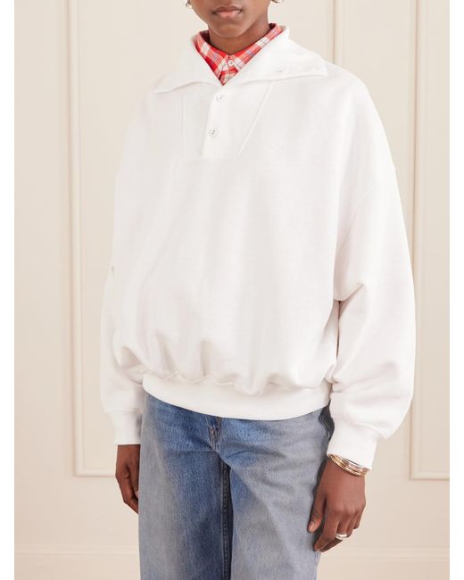 Polo Ralph Lauren White Wimbledon Logo-Embroidered Cotton-Blend Sweatshirt
