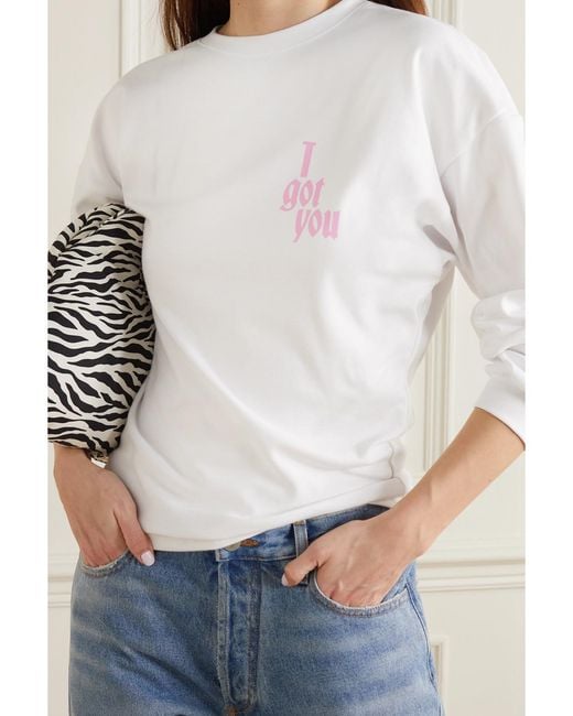 AMINA MUADDI White Printed Cotton-Jersey Top
