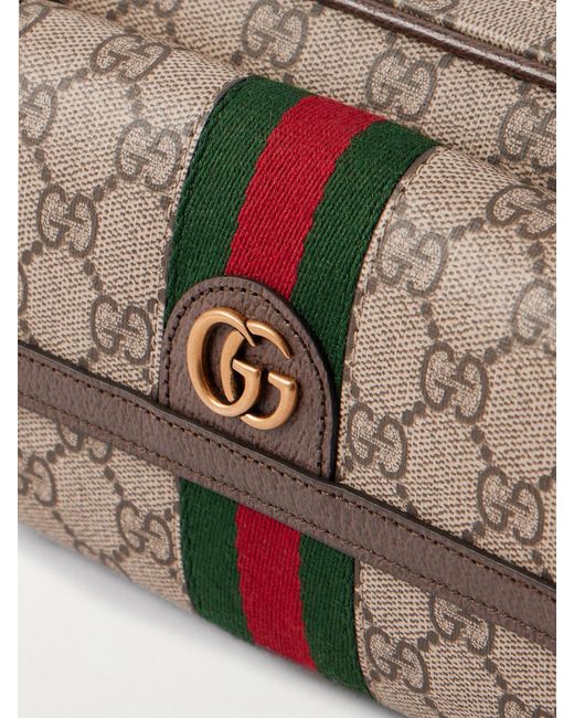 Gucci Natural Ophidia Mini Leather-Trimmed Printed Coated-Canvas Messenger Bag