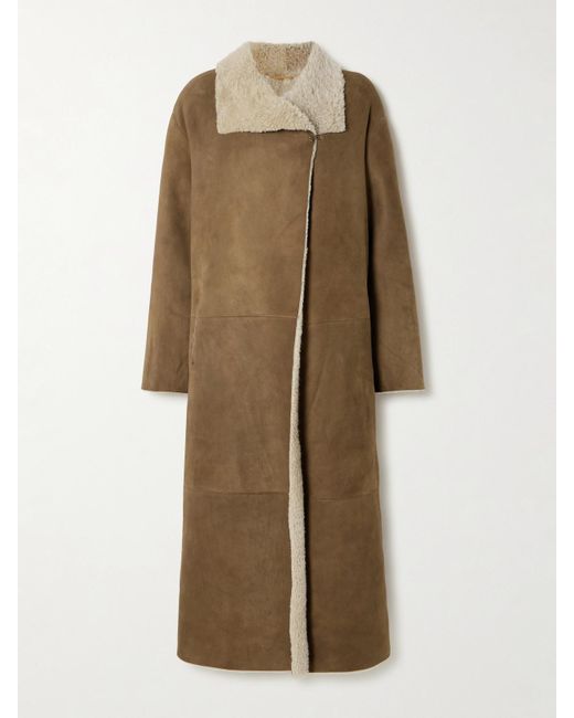 Nour Hammour Natural Asymmetric Shearling Coat
