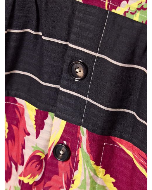 Bode Red Printed Cotton-Jacquard Mini Shirt Dress