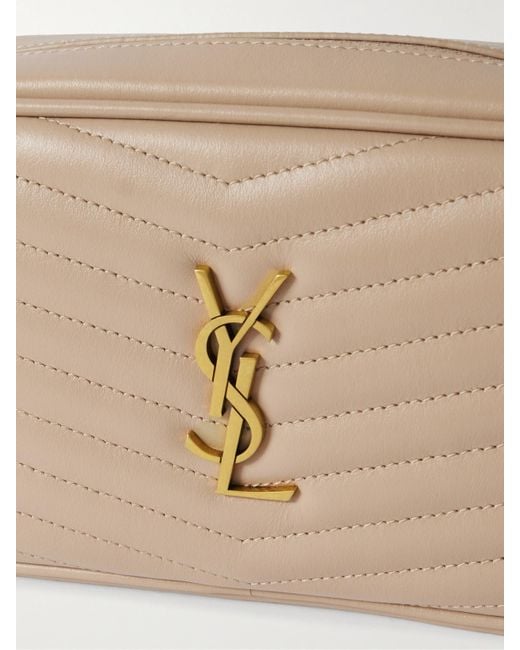 Saint Laurent Natural Lou Mini Schultertasche Aus Matelassé-Leder