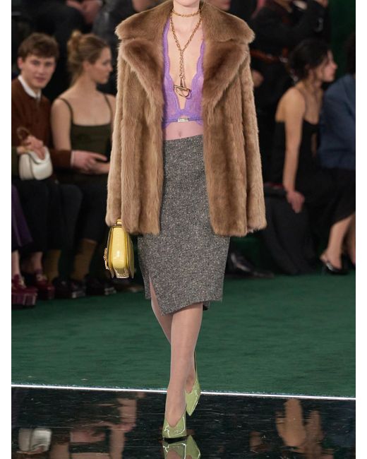 Gucci Gray Wool-Blend Bouclé Skirt