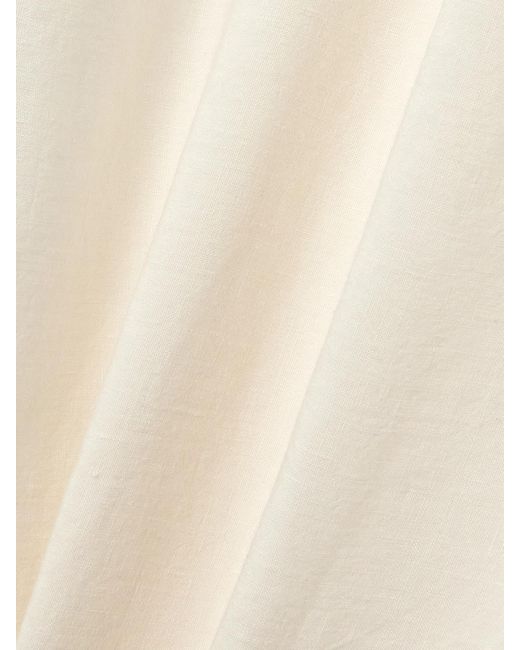 Cortana Natural Marlo Pleated Linen Straight-Leg Pants