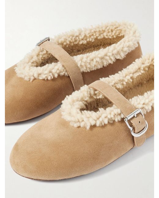 Alaïa Natural Shearling Ballet Flats
