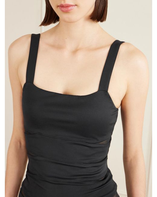 Eres Black Morgan Mesh-Paneled Stretch-Jersey Tank