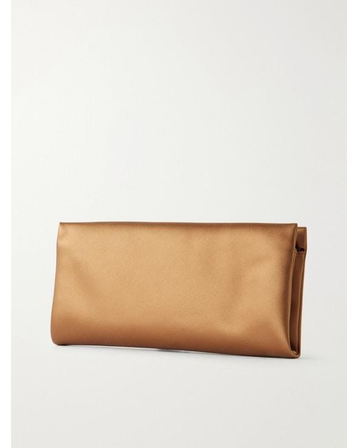 Saint Laurent Natural Cassandre Satin Clutch