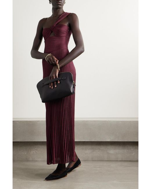 Gabriela Hearst Purple Altura One-Shoulder Cutout Ribbed Silk-Jersey Maxi Dress