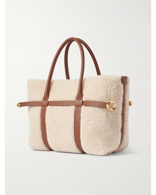 Loro Piana Natural Ghiera Small Leather-Trimmed Cashmere And Silk-Blend Fleece Tote