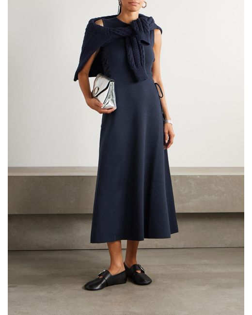 Max Mara Blue Delfi Midikleid Aus Wolle Mit Schnürungen