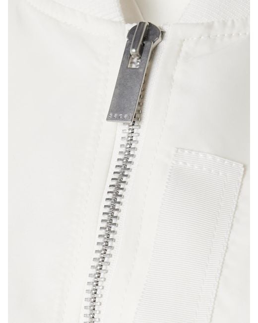 Sacai White Grosgrain-Trimmed Shell Bomber Jacket