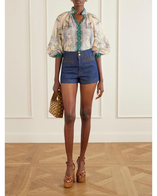Zimmermann Blue Aster Denim Short
