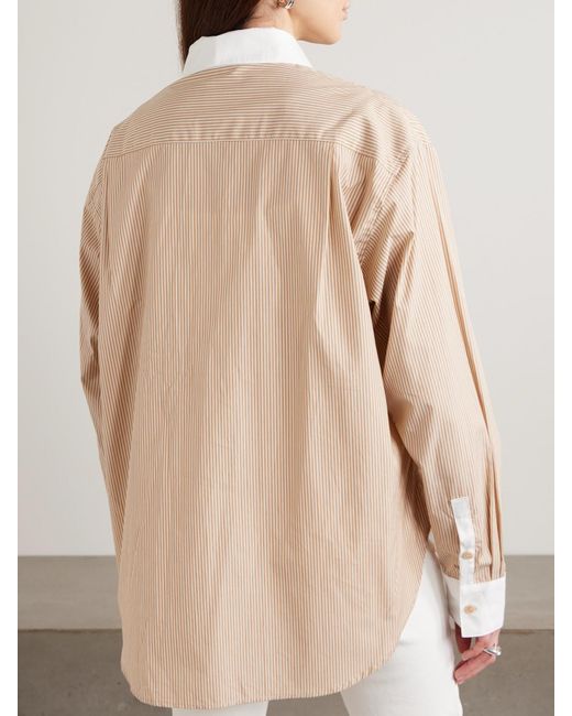 Jamie Haller Natural The Tipped Weekend Striped Supima Cotton-Poplin Shirt