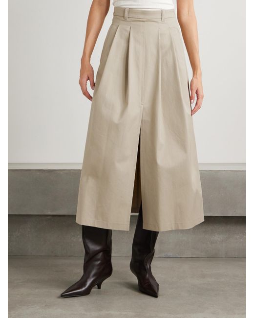 Altuzarra Natural Mack Pleated Cotton-Twill Maxi Skirt