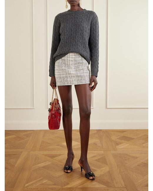 Valentino Garavani Gray Cable-Knit Wool Sweater