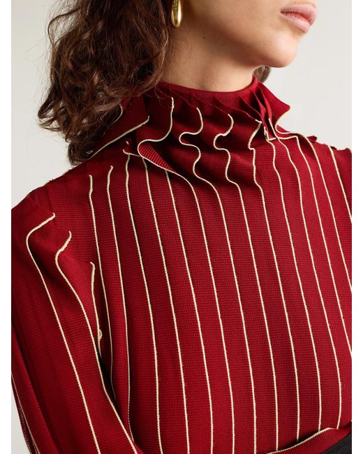 Bottega Veneta Red Mehrlagige Baumwollbluse