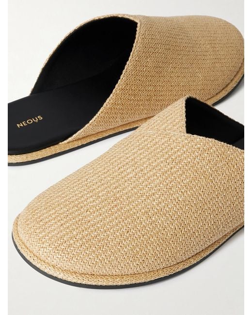 Neous White Attik Raffia Mules