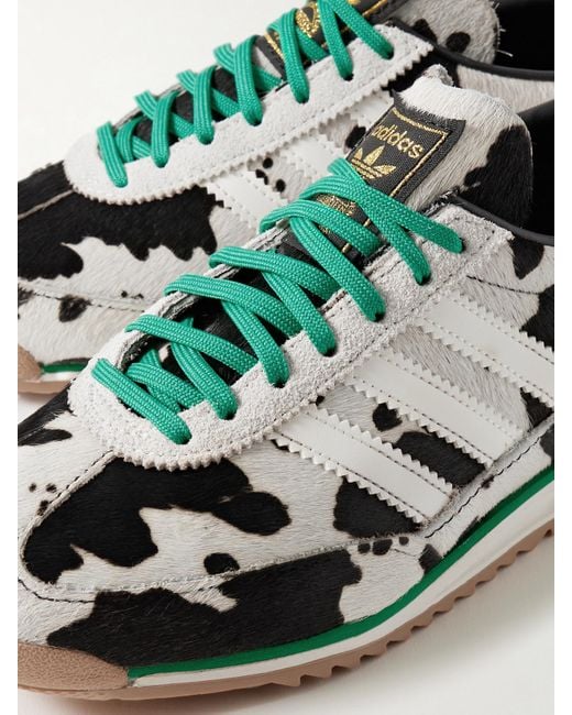 Adidas Originals Black Sl 72 Og Suede And Leather-Trimmed Cow-Print Calf Hair Sneakers
