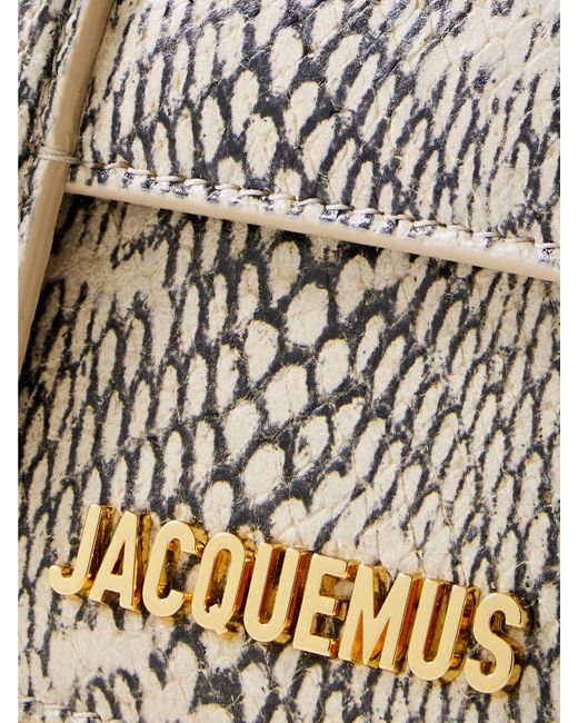 Jacquemus Natural The Bambino Schultertasche Aus Leder Mit Schlangeneffekt