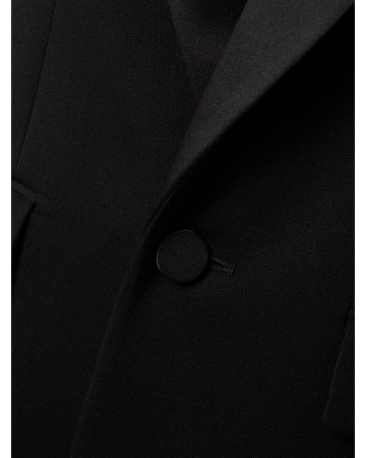 Saint Laurent Black Grain De Poudre Wool And Silk-Satin Blazer
