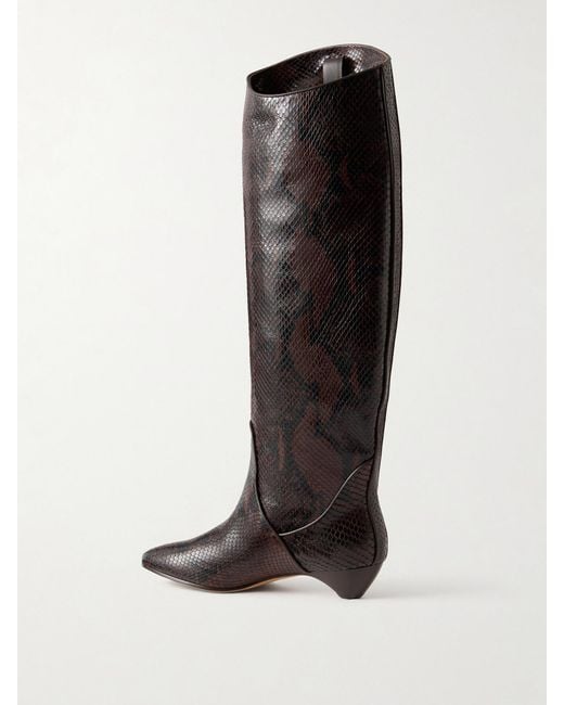 Le Monde Beryl Black Allegra 25 Snake-Effect Leather Knee Boots