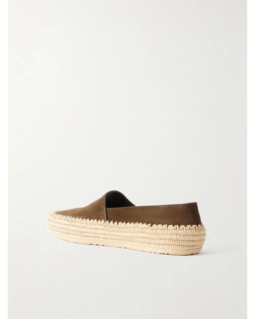 Loewe White Paula's Ibiza Rio Suede And Raffia Espadrilles