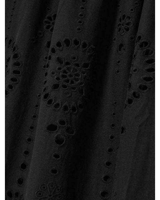 Matteau Black Strapless Broderie Anglaise Organic Cotton And Stretch-Knit Midi Dress