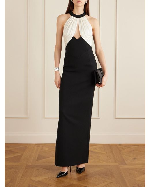 The New Arrivals Ilkyaz Ozel Black Halterneck Two-Tone Gown
