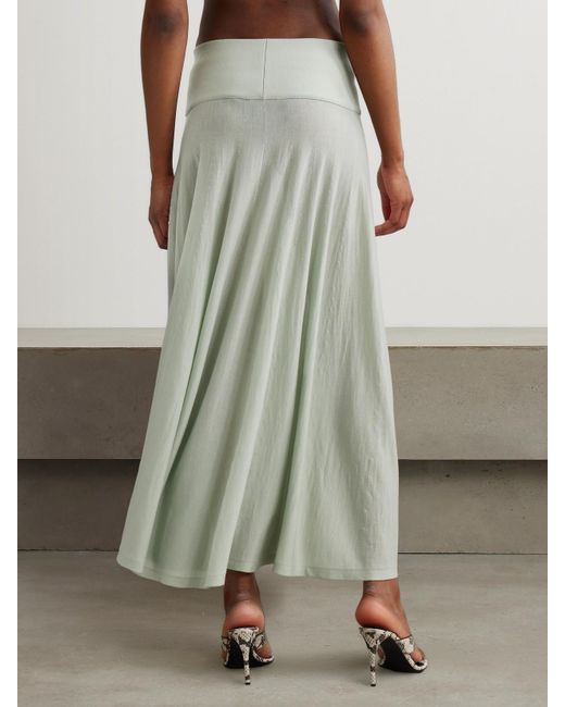 Alaïa Green Fine-Knit Wool Maxi Skirt
