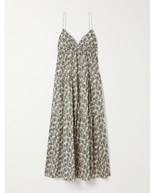 Matteau White Printed Organic Cotton-Poplin Midi Dress
