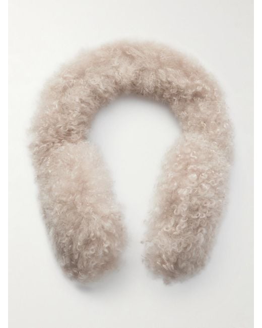 Yves Salomon White Wool-Trimmed Shearling Earmuffs