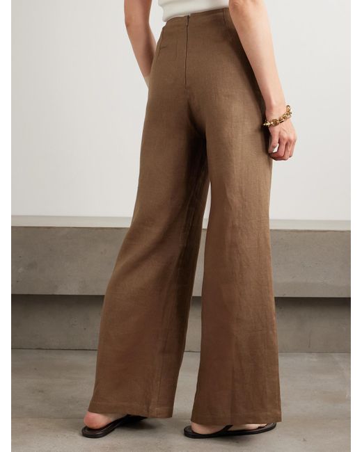 Faithfull The Brand Brown Syna Verkürzte Hose Mit Weitem Bein Aus Leinen