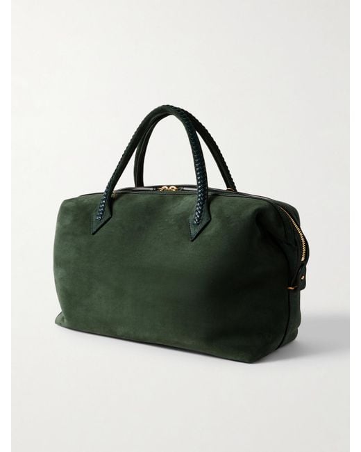 Metier Black Vérité City Medium Braided Leather-Trimmed Suede Tote