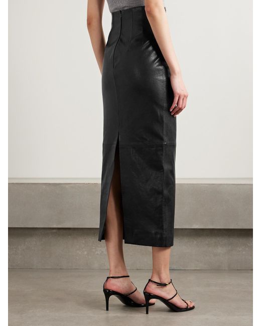 Khaite Black Loxley Leather Maxi Skirt
