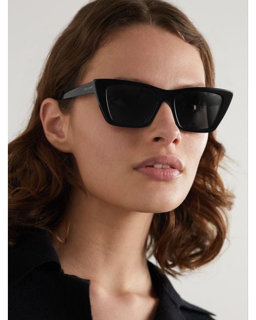 Saint Laurent Black Mica Cat-Eye Acetate Sunglasses