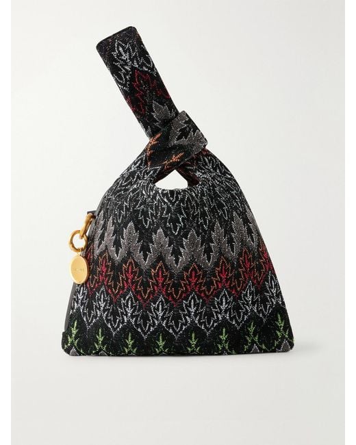 Missoni Black Striped Lurex Shoulder Bag