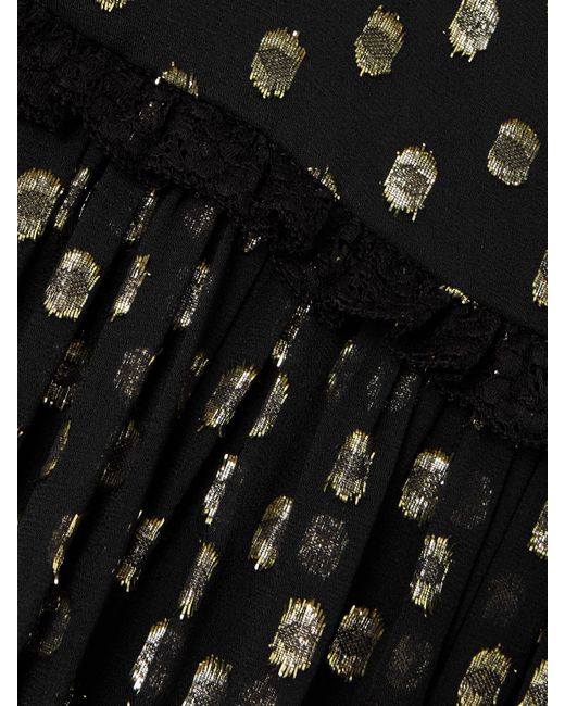 Robe Du Soir En Mousseline De Soie Mélangée, Fil Coupé Et Dentelle Chloé en coloris Black