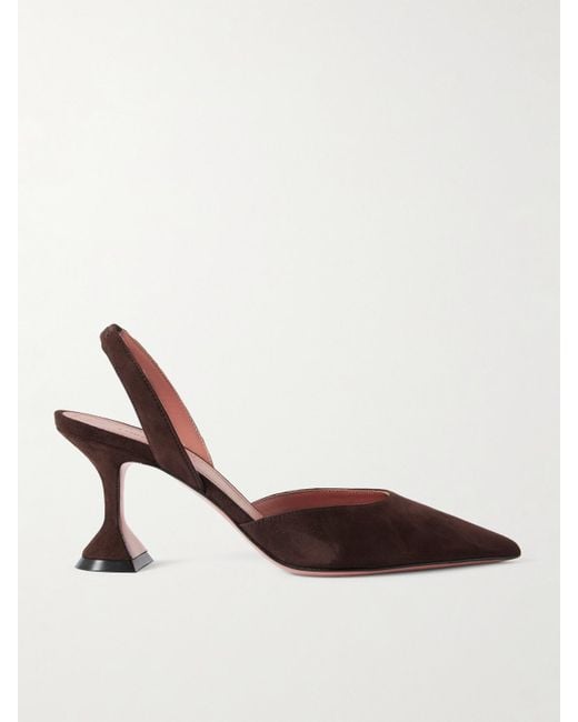 AMINA MUADDI Brown Holli Suede Slingback Pumps