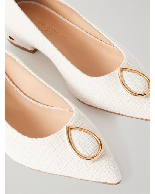 JENNIFER CHAMANDI Natural Lorenzo 20 Embellished Tweed Point-Toe Pumps
