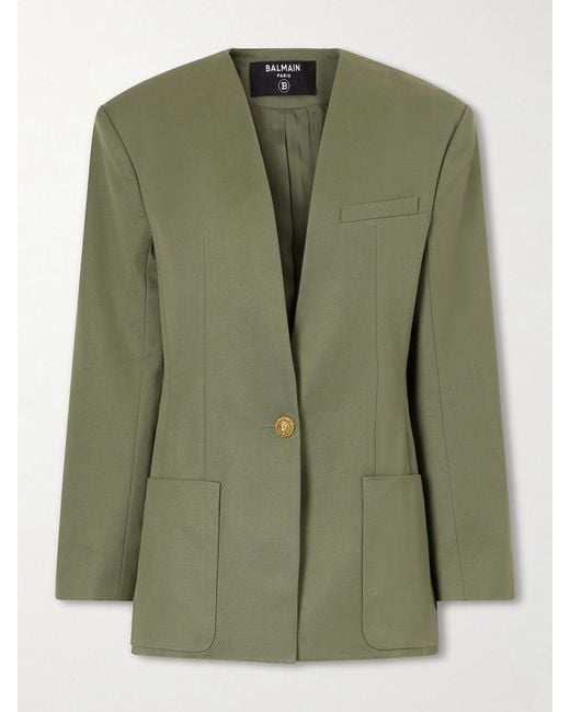Balmain Green Cotton-Twill Blazer