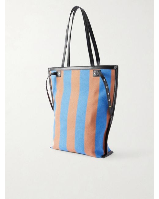 Proenza Schouler Blue North South Days Striped Leather-Trimmed Canvas Tote