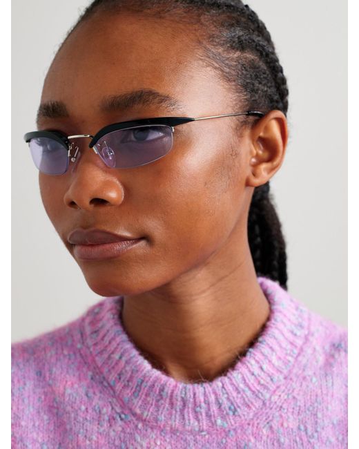 Prada Metallic D-Frame Acetate And-Tone Sunglasses