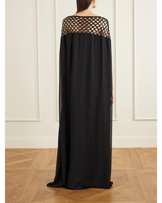 ‎Dima Ayad Black Sequin-Embellished Crepe Gown