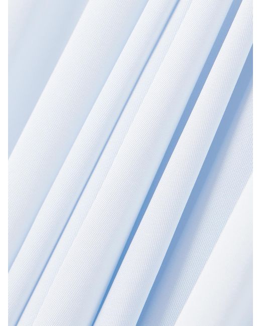Self-Portrait White Pleated Paneled Satin And Stretch-Jersey Maxi Dress
