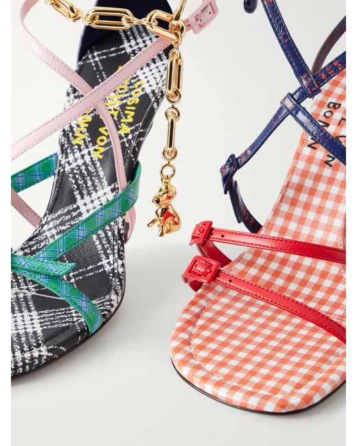 Loewe Pink New Comic 90 Checked Leather Sandals
