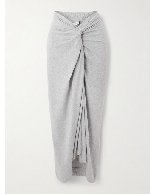 Dries Van Noten Gray Twist-Front Cotton-Jersey Midi Skirt